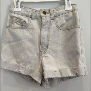 American Apparel Blue High Waisted Cuffed Shorts